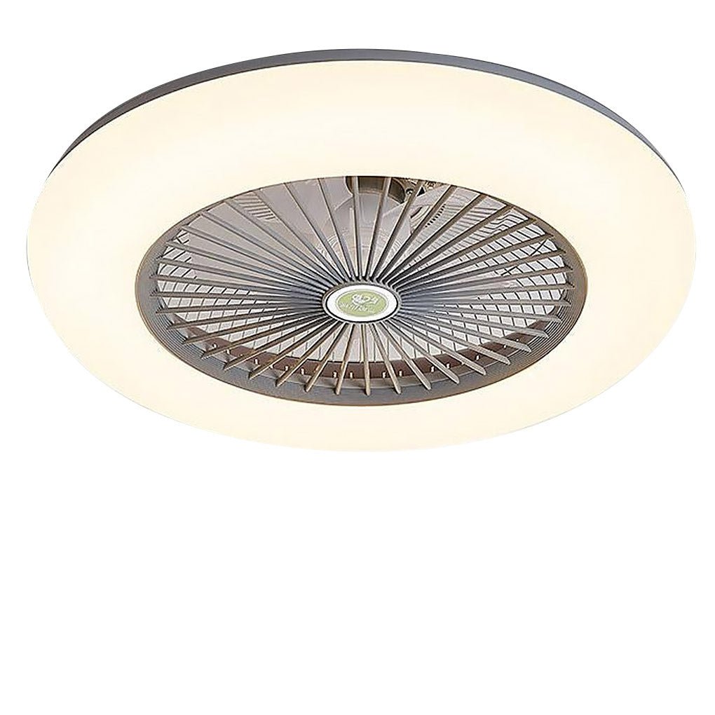 22 Inch Modern Low Profile Bladeless Ceiling Fan with LED Light and Remote Control 3 Speed