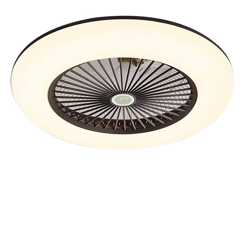 22 Inch Modern Low Profile Bladeless Ceiling Fan with LED Light and Remote Control 3 Speed