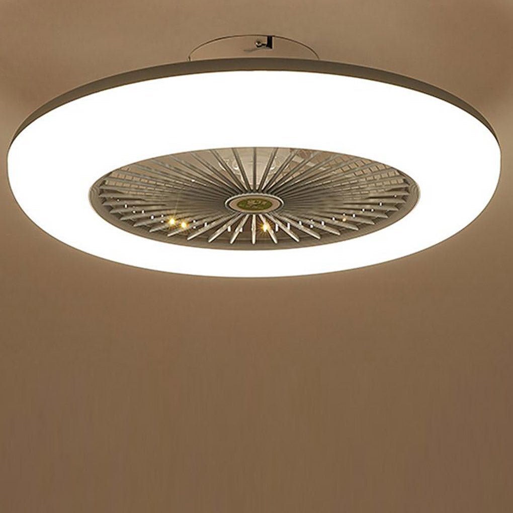 22 Inch Modern Low Profile Bladeless Ceiling Fan with LED Light and Remote Control 3 Speed