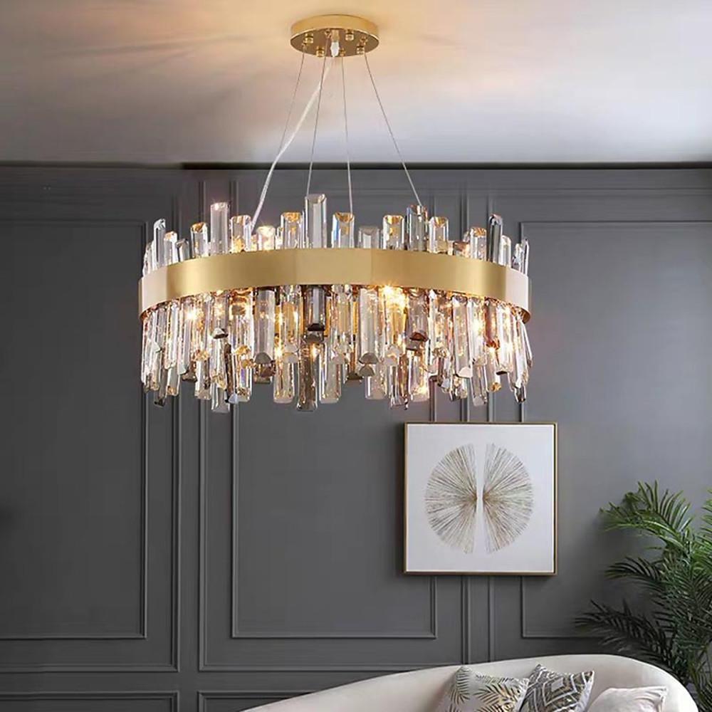 Round Gold Modern Crystal Chandelier Lantern Design Luxury Ceiling Light
