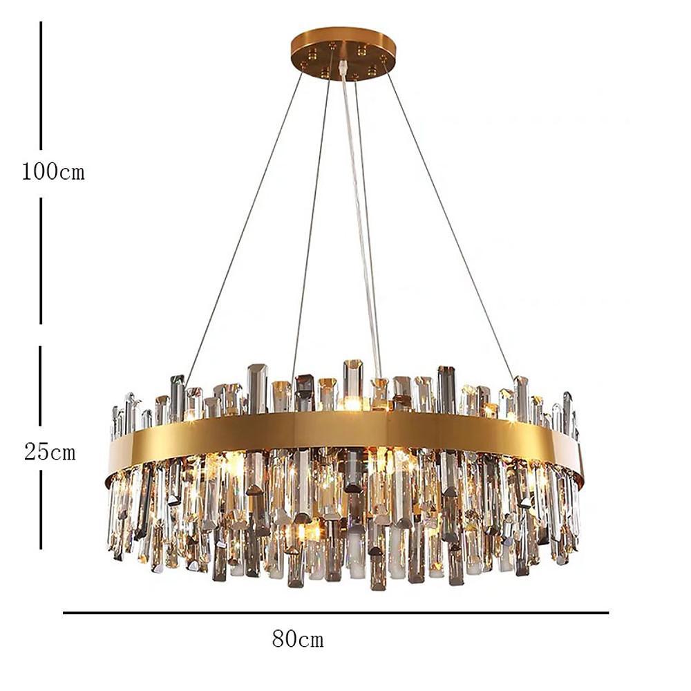 Round Gold Modern Crystal Chandelier Lantern Design Luxury Ceiling Light