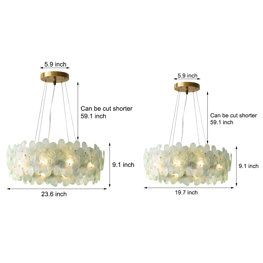 Round Multi Color Glass Flower Chandelier with French Style Floral Design