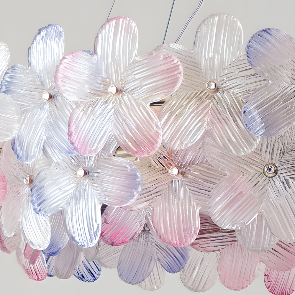 Round Multi Color Glass Flower Chandelier with French Style Floral Design
