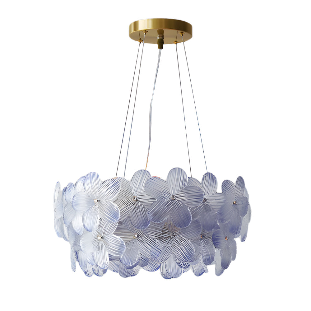 Round Multi Color Glass Flower Chandelier with French Style Floral Design