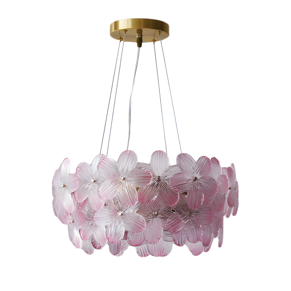 Round Multi Color Glass Flower Chandelier with French Style Floral Design