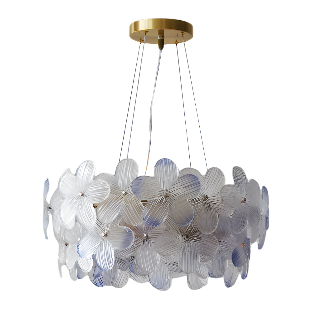 Round Multi Color Glass Flower Chandelier with French Style Floral Design