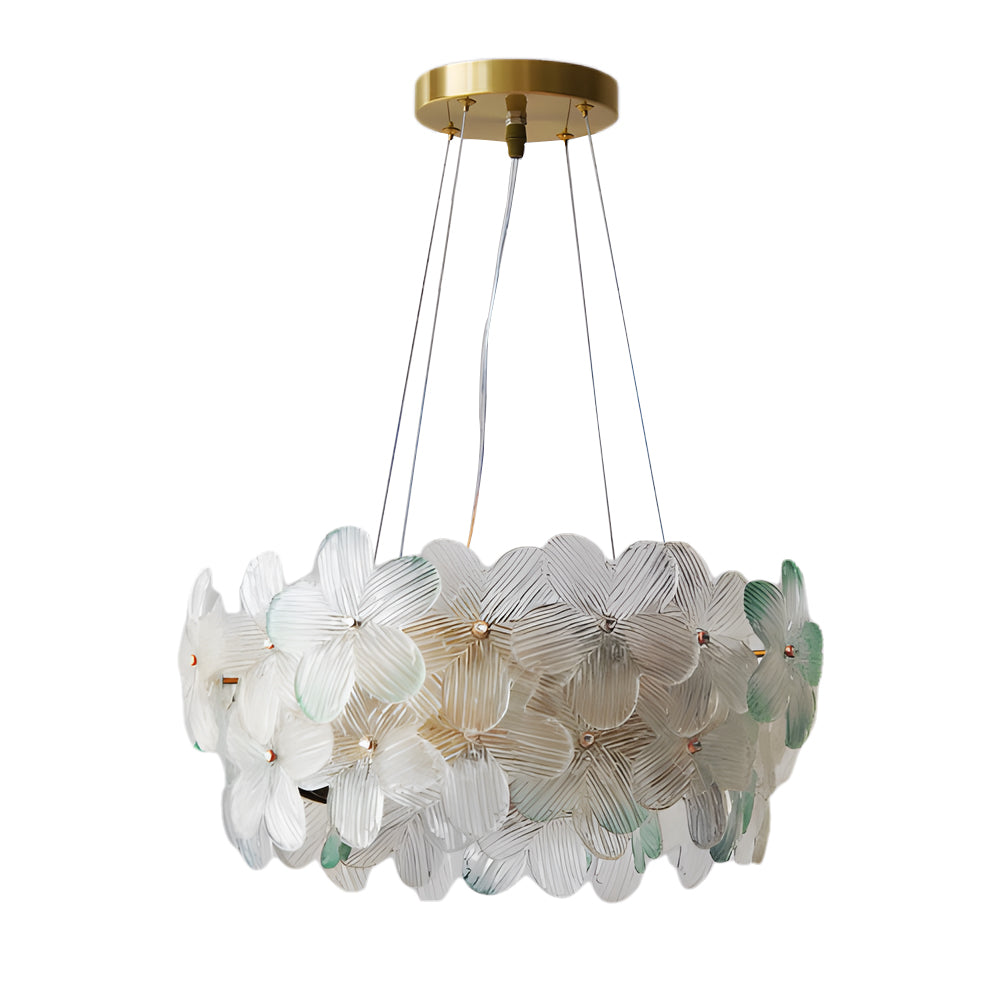 Round Multi Color Glass Flower Chandelier with French Style Floral Design
