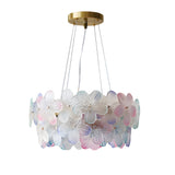 Round Multi Color Glass Flower Chandelier with French Style Floral Design