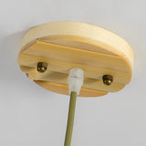 Round Rectangle Bamboo Bird Cage Pendant Light Natural Burlywood Hanging Ceiling Lamp