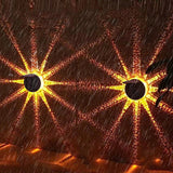 Round Solar LED Outdoor Wall Light Waterproof Petal Sconce with Remote for Garden Fence and Deck