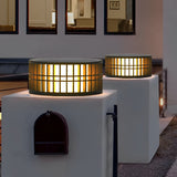Round Solar Powered Fence Post Lights Modern Black Outdoor LED Garden Pillar Lamp Waterproof