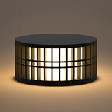 Round Solar Powered Fence Post Lights Modern Black Outdoor LED Garden Pillar Lamp Waterproof
