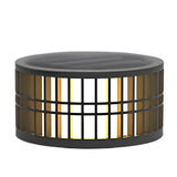 Round Solar Powered Fence Post Lights Modern Black Outdoor LED Garden Pillar Lamp Waterproof