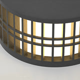 Round Solar Powered Fence Post Lights Modern Black Outdoor LED Garden Pillar Lamp Waterproof