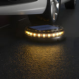 Round Solar Powered LED In Ground Path Lights 4 Pack for Outdoor Garden Walkways and Lawns Black