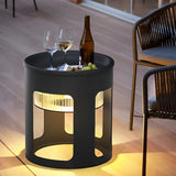 Round Solar Powered Outdoor LED Floor Lamp Waterproof Modern Black Garden Path Light