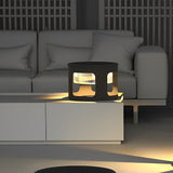 Round Solar Powered Outdoor LED Floor Lamp Waterproof Modern Black Garden Path Light