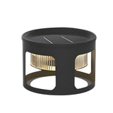 Round Solar Powered Outdoor LED Floor Lamp Waterproof Modern Black Garden Path Light