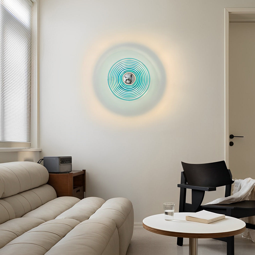 Round Striped Glass Wall Lamp Nordic Electroplated Iron Ceiling Light for Bedroom and Hallway