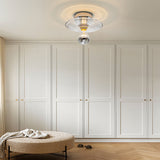 Round Striped Glass Wall Lamp Nordic Electroplated Iron Ceiling Light for Bedroom and Hallway
