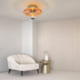 Round Striped Glass Wall Lamp Nordic Electroplated Iron Ceiling Light for Bedroom and Hallway