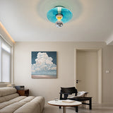 Round Striped Glass Wall Lamp Nordic Electroplated Iron Ceiling Light for Bedroom and Hallway
