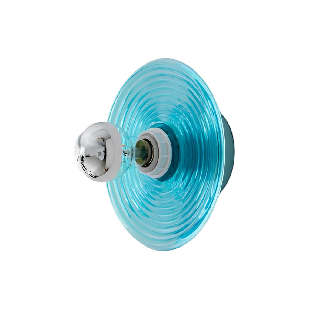 Round Striped Glass Wall Lamp Nordic Electroplated Iron Ceiling Light for Bedroom and Hallway