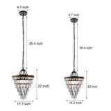 Round Tiered Crystal Water Drop Chandelier with Aged Gold Metal Frame and Teardrop Glass Accents