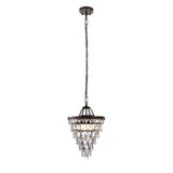 Round Tiered Crystal Water Drop Chandelier with Aged Gold Metal Frame and Teardrop Glass Accents
