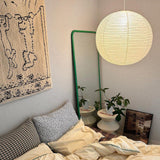 Round Washi Paper Pendant Light Japanese Style Handmade Lantern Ceiling Lamp for Indoor Illumination