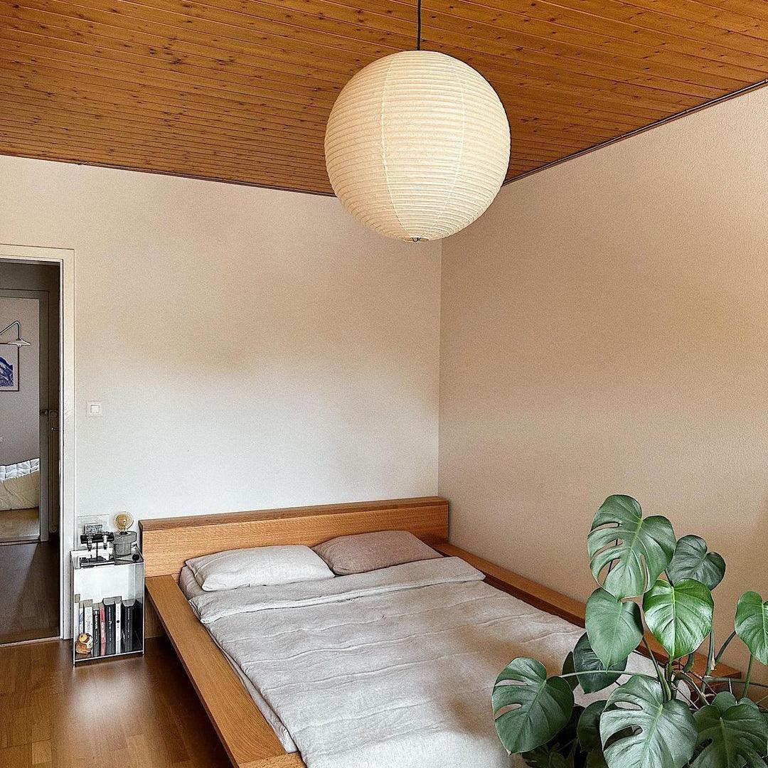 Round Washi Paper Pendant Light Japanese Style Handmade Lantern Ceiling Lamp for Indoor Illumination