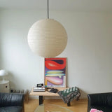 Round Washi Paper Pendant Light Japanese Style Handmade Lantern Ceiling Lamp for Indoor Illumination