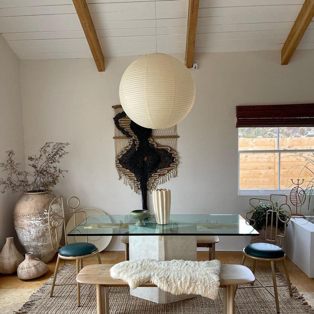Round Washi Paper Pendant Light Japanese Style Handmade Lantern Ceiling Lamp for Indoor Illumination