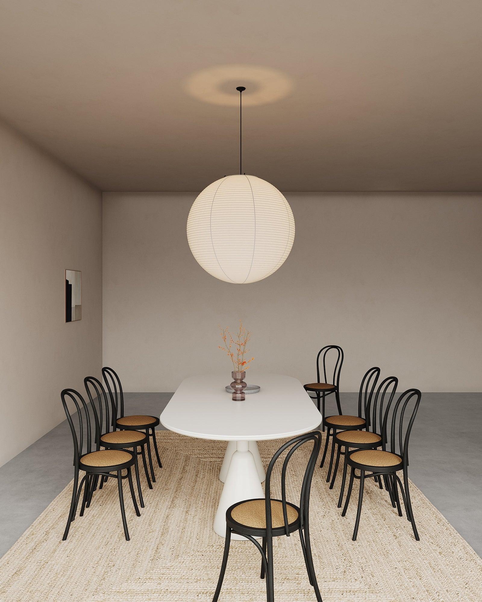 Round Washi Paper Pendant Light Japanese Style Handmade Lantern Ceiling Lamp for Indoor Illumination