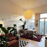 Round Washi Paper Pendant Light Japanese Style Handmade Lantern Ceiling Lamp for Indoor Illumination