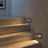Round Waterproof LED Outdoor Stair Wall Lights Aluminum Step Sconces for Porch Deck