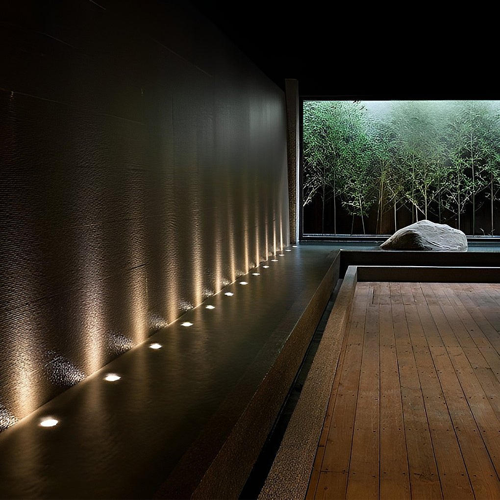 Round White Stainless Steel LED Deck Step Lights IP67 Waterproof Outdoor Inground Well Lighting Set