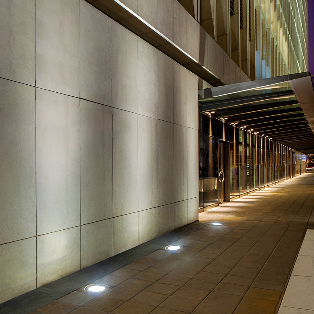 Round White Stainless Steel LED Deck Step Lights IP67 Waterproof Outdoor Inground Well Lighting Set