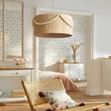 Round Wood Bead Chandelier with Natural Twine Rope and Boho Tassels for Bedroom or Dining Room