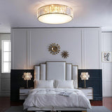 Nordic Crystal Drum LED Ceiling Light Brass Gold Flush Mount Fixture for Kitchen Living Room