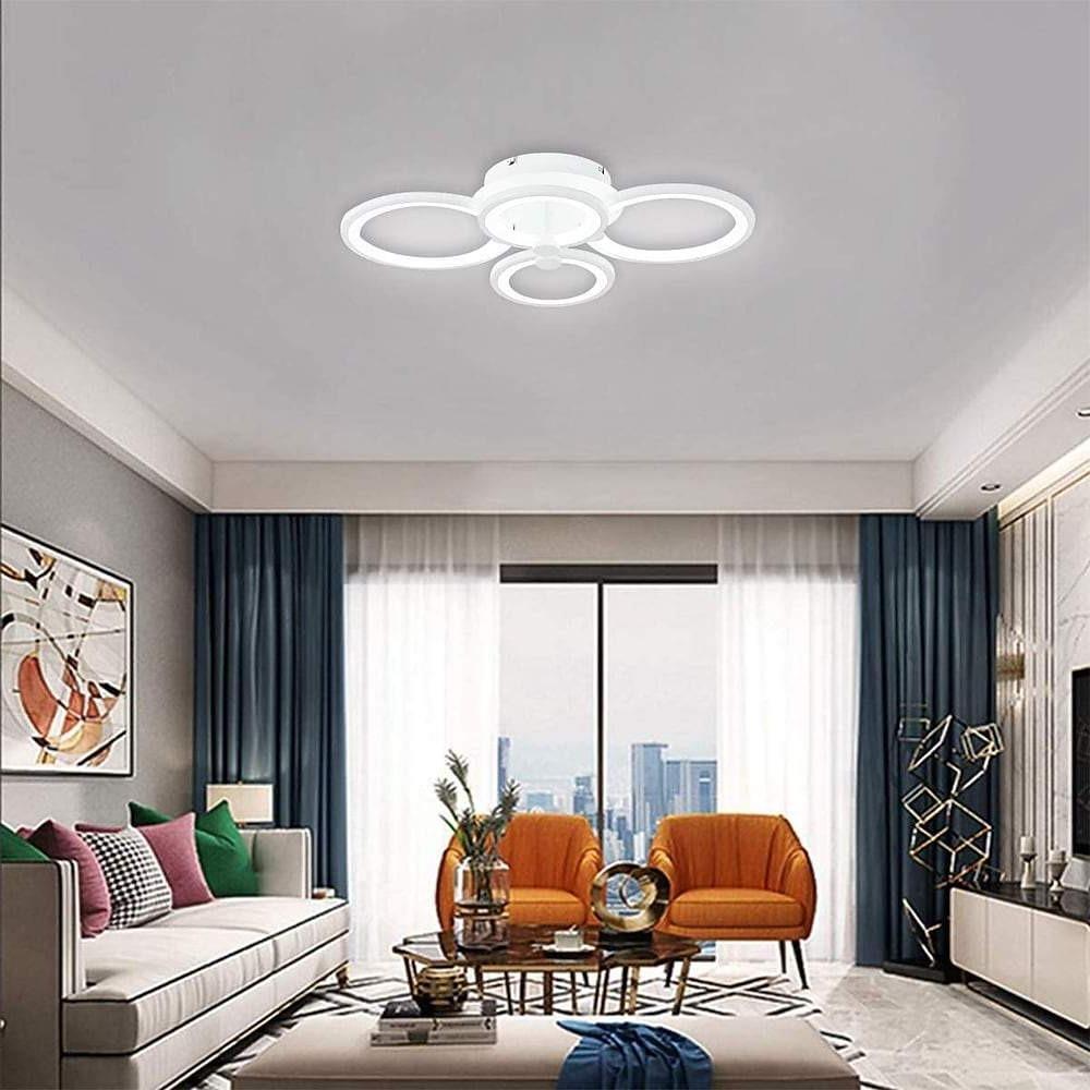 Modern Geometric Overlapping Ring LED Semi Flush Mount Ceiling Light for Living Room