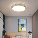 Modern Slim LED Flush Mount Ceiling Light Round Drum Metal Fixture for Home