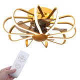 Modern 5 Blade Ceiling Fan with External LED Light Ring and Remote Control Dimming