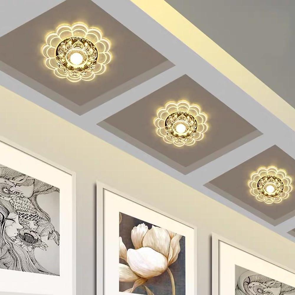 Modern Crystal Flower LED Flush Mount Ceiling Light for Entryway Kids Room and Hallway