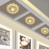 Modern Crystal Flower LED Flush Mount Ceiling Light for Entryway Kids Room and Hallway