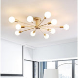 Modern 10 Light Metal Flush Mount Ceiling Fixture for Industrial Kitchen and Large Living Spaces