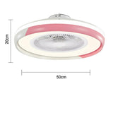 Modern 20 Inch Low Profile Bladeless Ceiling Fan with Dimmable LED Light and Remote Control