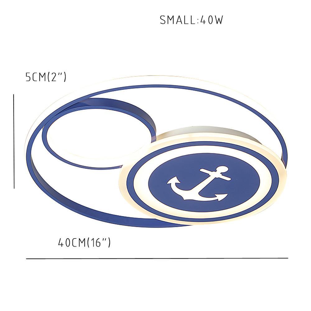 Modern Blue Circular LED Flush Mount Ceiling Light Dimmable Acrylic Fixture for Kids Bedroom