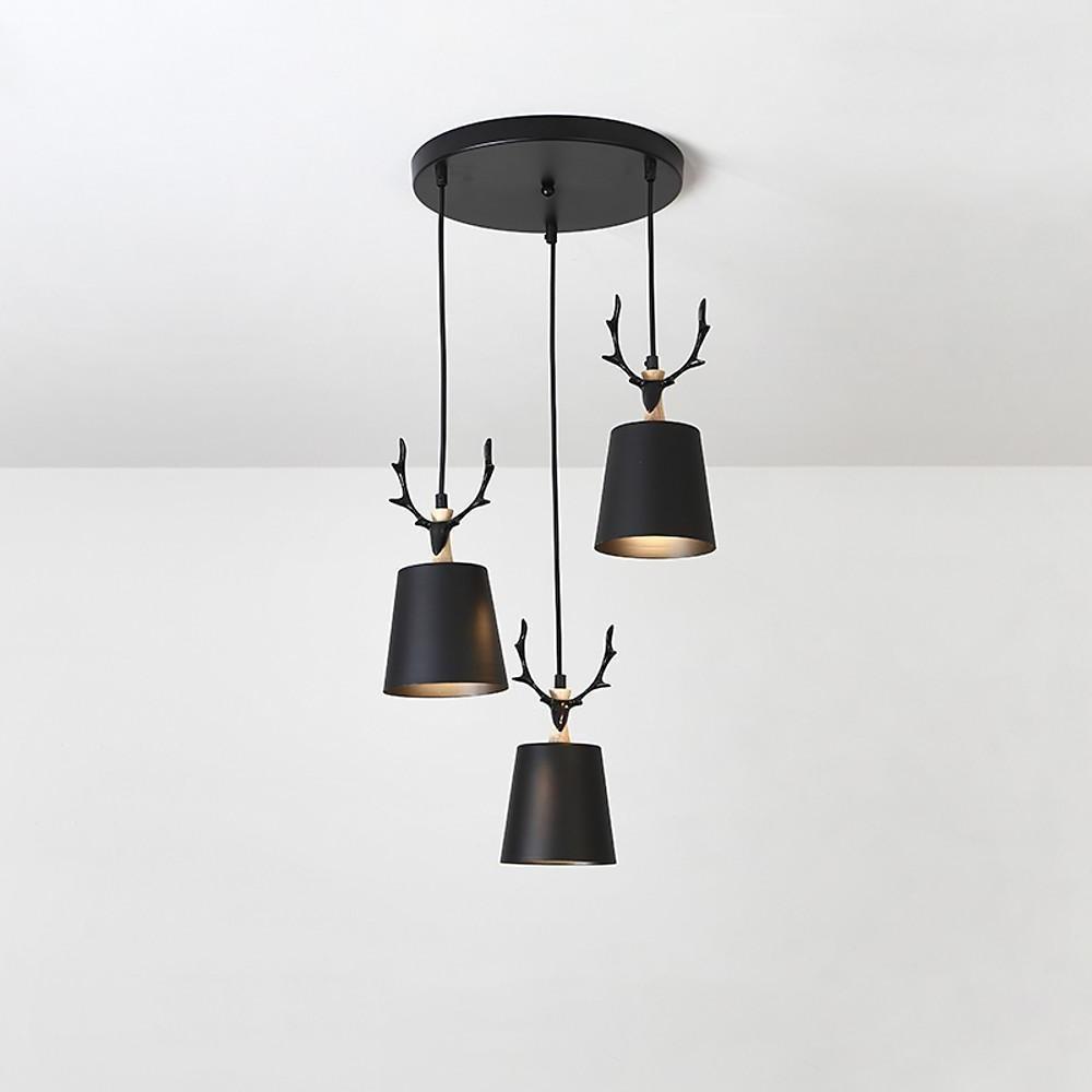 Rustic Antler 3 Light LED Chandelier Classic Farmhouse Pendant Light Fixture for Kitchen and Dining Room