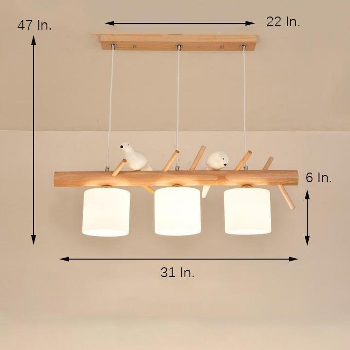 Rustic Bamboo and Wood Kitchen Island Pendant Lighting with Clear Glass Shades for Farmhouse Dining